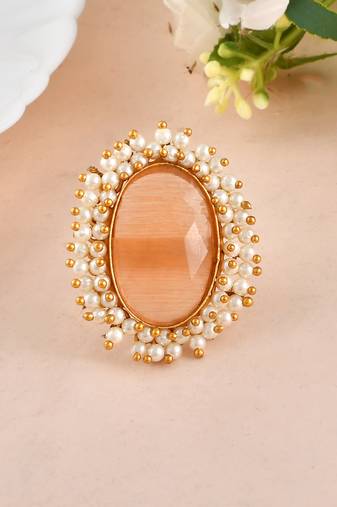 Pearl stone finger ring
