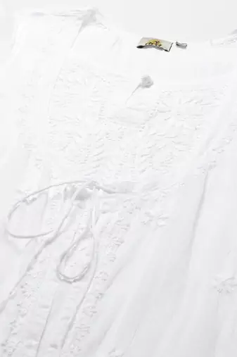 Hand embroidered white kota lucknowi chikankari kurta set