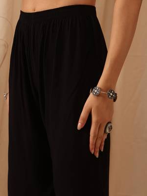 Hand embroidered black modal lucknowi chikankari co-ord set 7