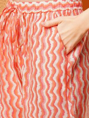 Hand embroidered peach chanderi lucknowi chikankari co-ord set 6