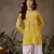 Hand embroidered mustard chanderi silk lucknowi chikankari short kurti