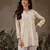 Hand embroidered light fawn chanderi silk lucknowi chikankari short kurti