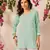 Hand embroidered sea green georgette lucknowi chikankari short kurti