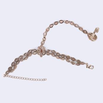 Traditional attractive leaf and oval shape gold plated set of 2 adjustable hathphool(panja) for women 5