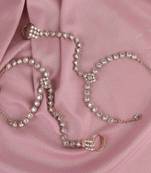 Traditional round and rectangle shape gold plated set of 2 adjustable hathphool(panja) for women