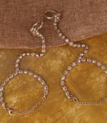 Traditional beautiful circle and oval shape gold plated set of 2 adjustable hathphool(panja) for women