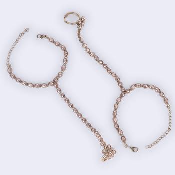 traditional gold plated adjustable hathphool (panja) set of 2 3