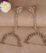 Traditional glamorous flower and oval shape gold plated set of 2 adjustable hathphool(panja) for women