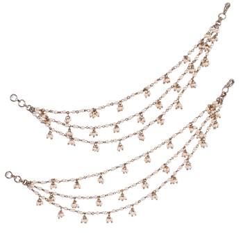 Inspired pearl 3 string gold plated ear-chain(kaan chain) for women 2