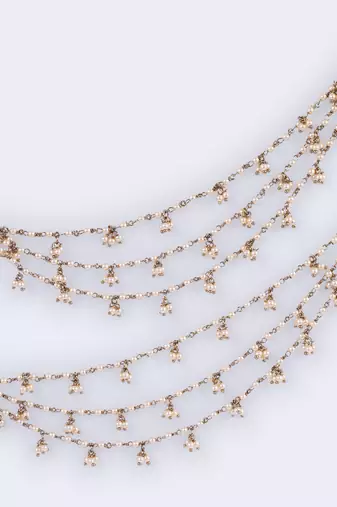Inspired pearl 3 string gold plated ear-chain(kaan chain) for women