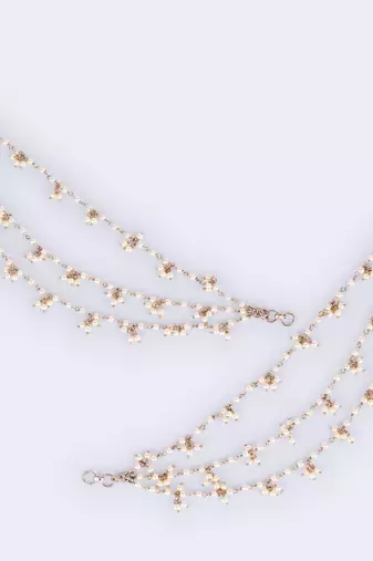 Inspired pearl 3 string gold plated ear-chain(kaan chain) for women