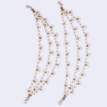 Inspired pearl 3 string gold plated ear-chain(kaan chain) for women 5