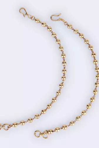 Fascinating golden balls gold plated ear-chain(kaan chain) for women