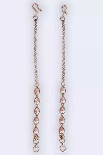 Incredible oval shape gold plated ear-chain(kaan chain) for women