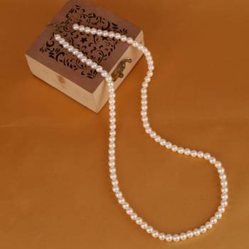 Excellent white mother of pearl gold plated moti mala necklace 1