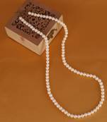 Excellent white mother of pearl gold plated moti mala necklace