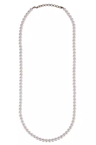 Excellent white mother of pearl gold plated moti mala necklace