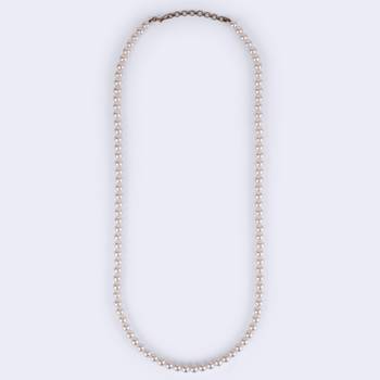 Excellent white mother of pearl gold plated moti mala necklace 3