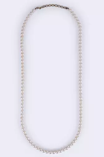 Excellent white mother of pearl gold plated moti mala necklace