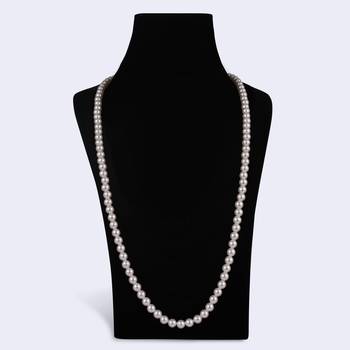 Excellent white mother of pearl gold plated moti mala necklace 4