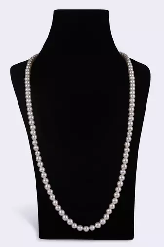 Excellent white mother of pearl gold plated moti mala necklace