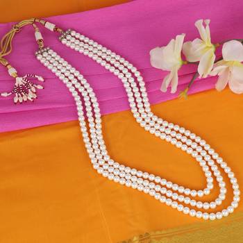 Royal pearl 3 layered gold plated moti mala necklace 1
