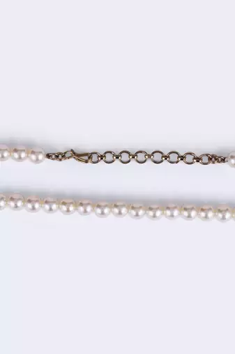 Excellent white mother of pearl gold plated moti mala necklace