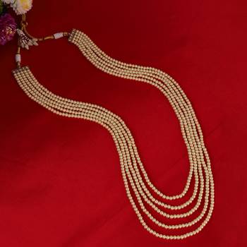 Luxurious pearl 5 layered gold plated moti mala necklace 1