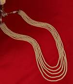 Luxurious pearl 5 layered gold plated moti mala necklace
