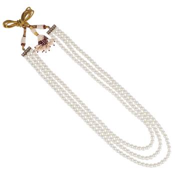 Royal pearl 3 layered gold plated moti mala necklace 2