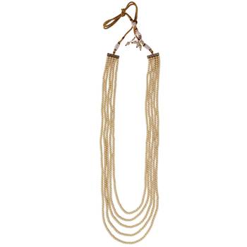 Luxurious pearl 5 layered gold plated moti mala necklace 2