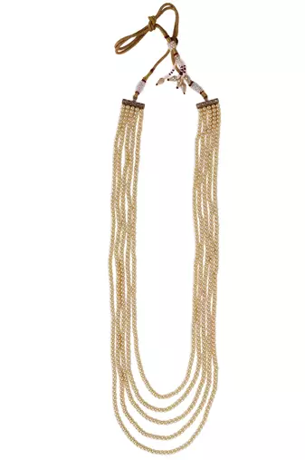Luxurious pearl 5 layered gold plated moti mala necklace