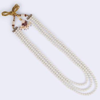 Royal pearl 3 layered gold plated moti mala necklace 3