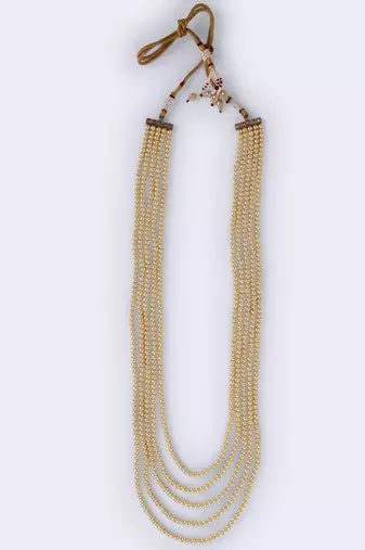 Luxurious pearl 5 layered gold plated moti mala necklace