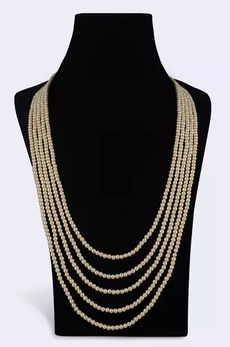 Luxurious pearl 5 layered gold plated moti mala necklace