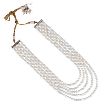Freshwater small pearl 5 layered gold plated moti mala necklace 2
