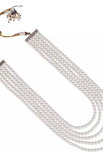 Freshwater small pearl 5 layered gold plated moti mala necklace