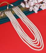 Freshwater big pearl 5 layered gold plated moti mala necklace