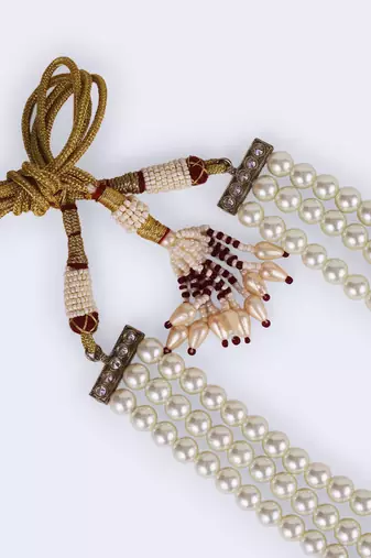 Royal pearl 3 layered gold plated moti mala necklace