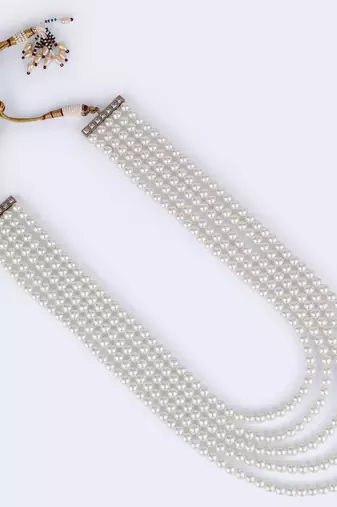 Freshwater small pearl 5 layered gold plated moti mala necklace