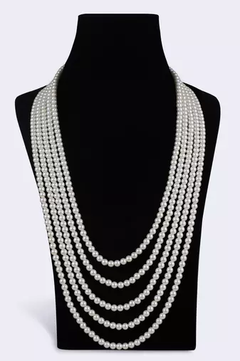 Freshwater big pearl 5 layered gold plated moti mala necklace