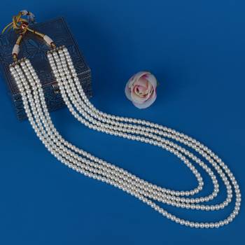 Graceful pearl 4 layered gold plated moti mala necklace 1