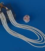 Graceful pearl 4 layered gold plated moti mala necklace