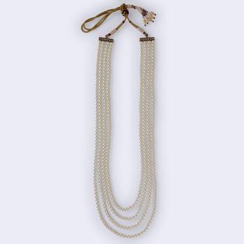 Graceful pearl 4 layered gold plated moti mala necklace 3