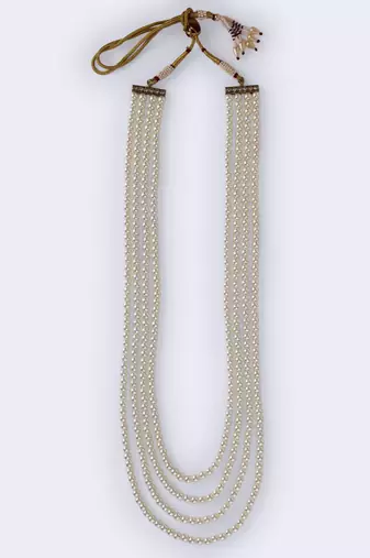 Graceful pearl 4 layered gold plated moti mala necklace