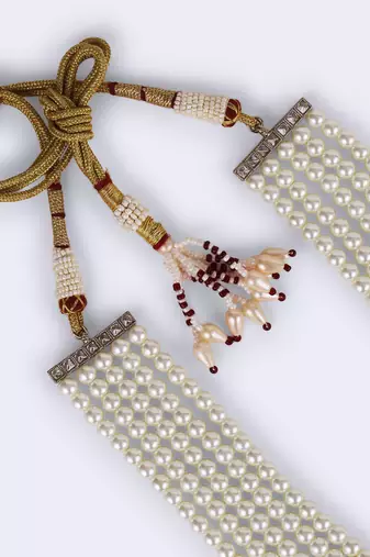 Freshwater big pearl 5 layered gold plated moti mala necklace