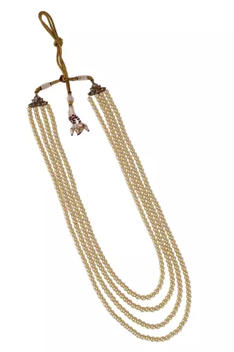 Classic pearl 4 layered gold plated moti mala necklace