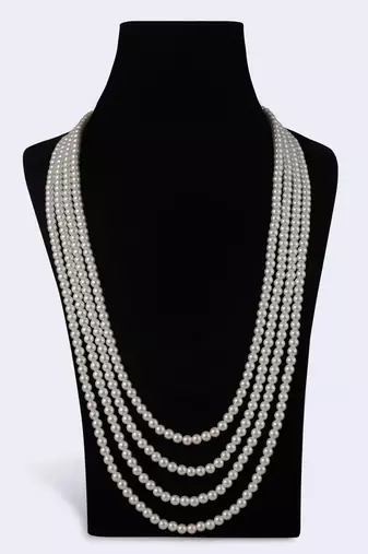 Graceful pearl 4 layered gold plated moti mala necklace