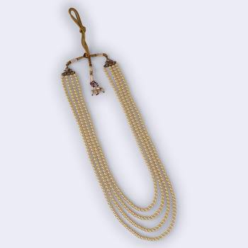 Classic pearl 4 layered gold plated moti mala necklace 3