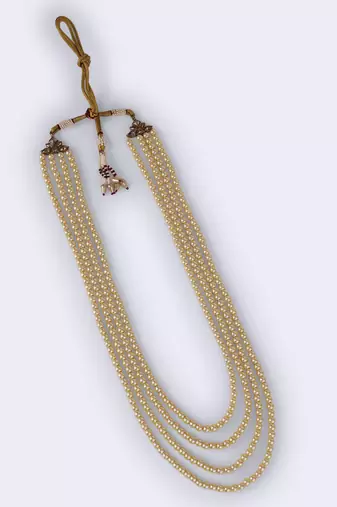 Classic pearl 4 layered gold plated moti mala necklace